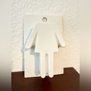 MOVING SALE | NWT CB2 White Stoneware Wall Vase, Modern Female Symbol